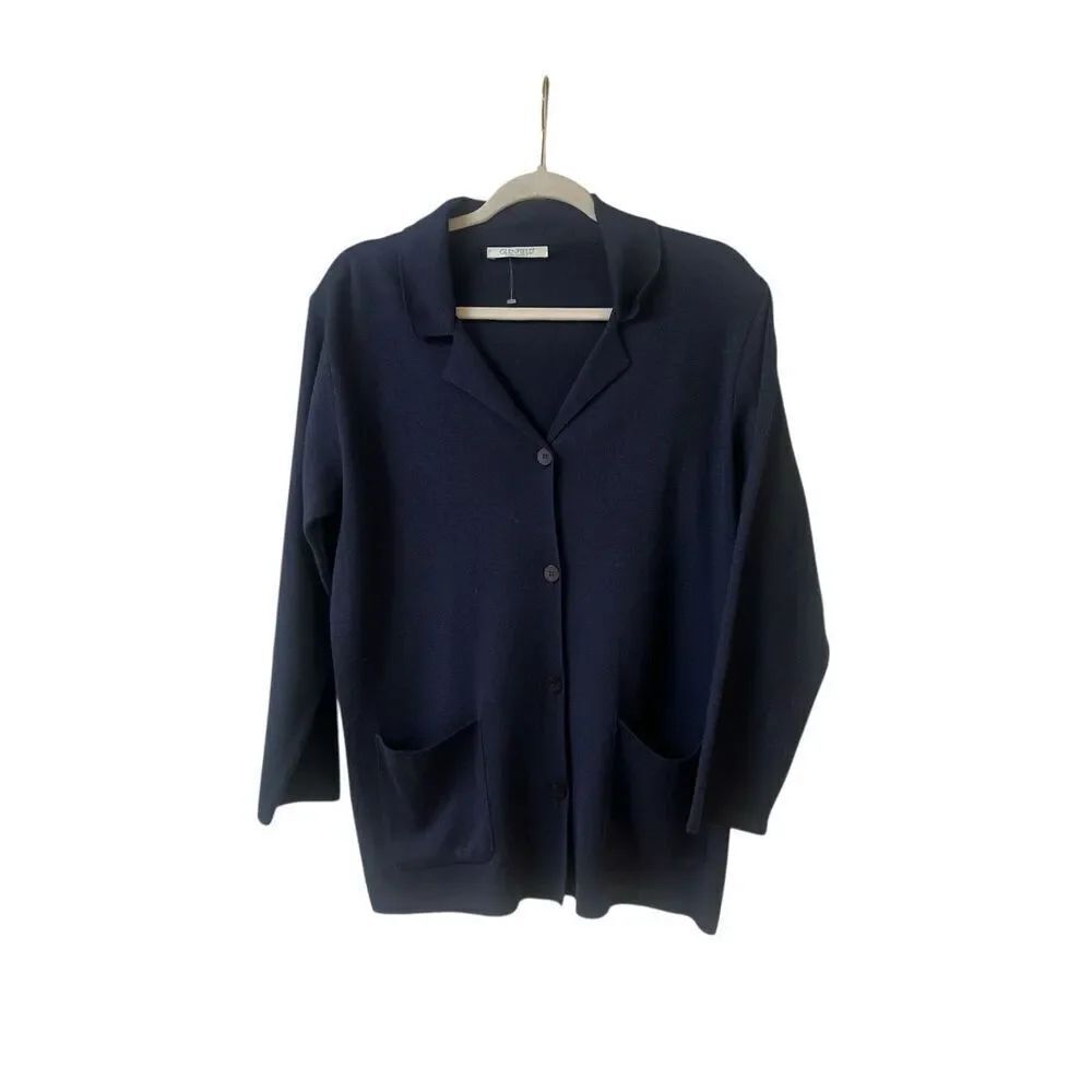 Glenfield Italian knitwear cardigan sweater navy blue
